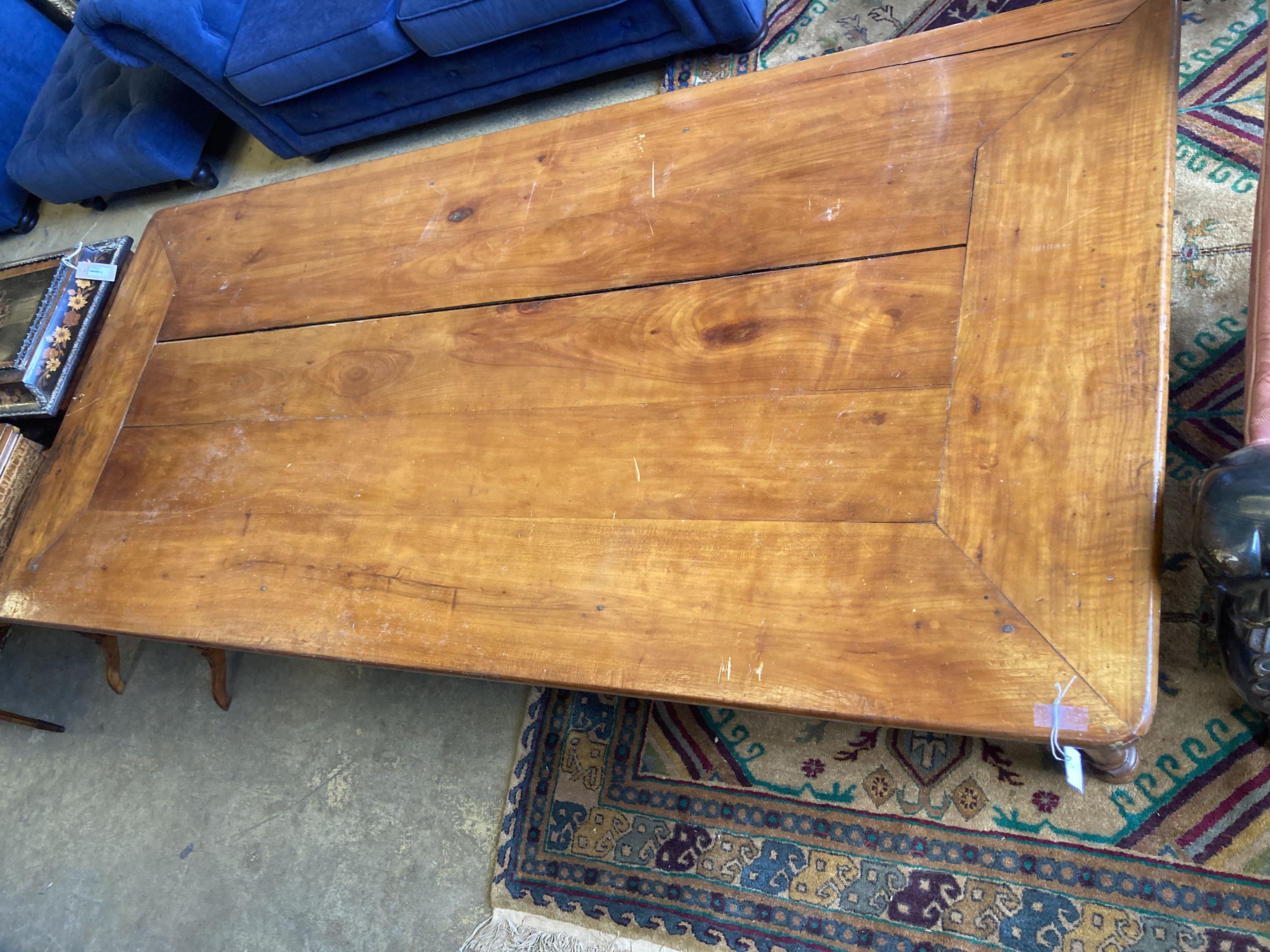 A 19th century French cherry farmhouse table, length 183cm, depth 82cm, height 73cm